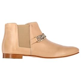 Tod's-Tod's Chain Detail Ankle Boots in Brown Leather-Brown