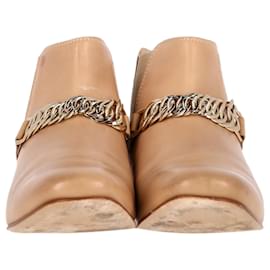 Tod's-Tod's Chain Detail Ankle Boots in Brown Leather-Brown