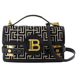 B-Buzz Ombro 24 Bolsa - Balmain - Algodão - Marfim/Preto Preto