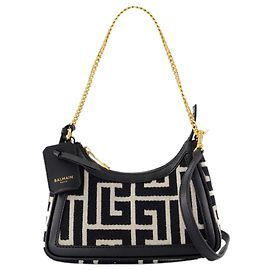 Bolsa de Ombro B-Army - Balmain - Algodão - Marfim/Preto Preto