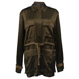 Theory Cargo Jacket in Olive Silk Green Olive green