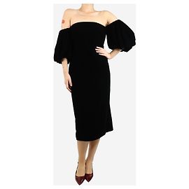Elizabeth And James Schwarzes, schulterfreies Samt-Midikleid - Größe UK 8 Schwarz
