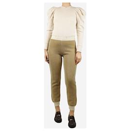 Fendi-Gold metallic wool track trousers - size UK 8-Golden