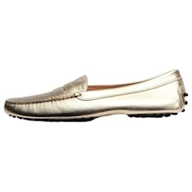 Tod's-Gold metallic leather loafers - size EU 39.5-Golden