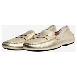 Tod's-Gold metallic leather loafers - size EU 39.5-Golden