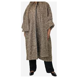 Dolce & Gabbana-Gold lurex scarf wool-blend coat - size UK 12-Golden