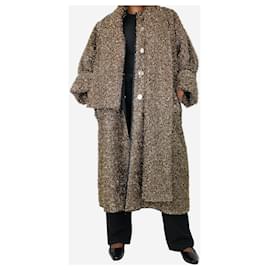 Dolce & Gabbana-Gold lurex scarf wool-blend coat - size UK 12-Golden