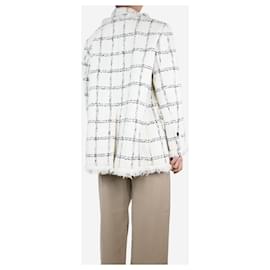Sacai-White tweed double-breasted coat - size UK 8-White