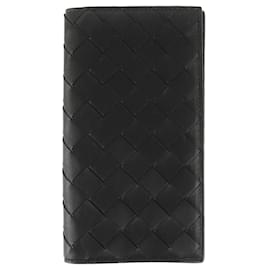 Bottega Veneta-Bottega Veneta Intrecciato Long Leather Wallet-Black