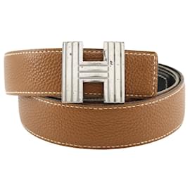 Hermès-Hermes H Belt 90 Constance Reversible Leather-Brown,Black