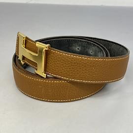 Hermès-Hermes Constance Togo Box Calf Belt-Black