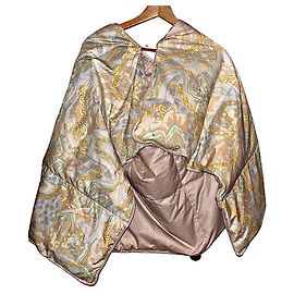 Autre Marque Poncho Vintage Autentico Celine Archive con Catena e Logo Beige