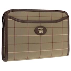 Autre Marque-Burberrys Nova Check Clutch Bag Canvas Brown Auth am7055-Brown