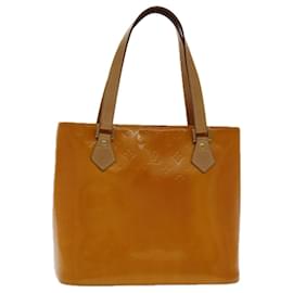 Louis Vuitton-LOUIS VUITTON Monogram Vernis Houston Hand Bag Lime Yellow M91055 LV Auth tb1240-Golden