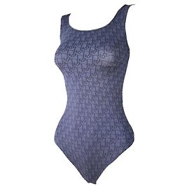 Christian Dior Body de una pieza Dior Monogram Diorissimo azul marino de la colección "Oblique Trotter". Azul Azul marino Monograma