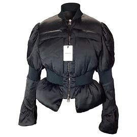 Tom Ford Down-Filled Peplum Jacket in Black Viscose Black