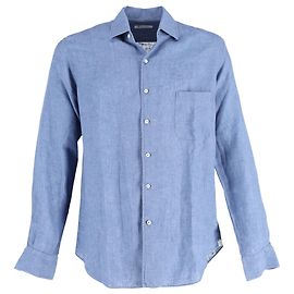 Loro Piana André-Hemd aus hellblauem Leinen Blau Hellblau