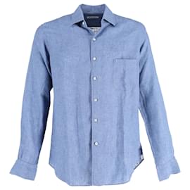 Loro Piana-Loro Piana André Shirt in Light Blue Linen-Blue,Light blue