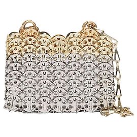 Paco Rabanne Borsa 1969 Nano Skyline in argento e ottone dorato chiaro Argento Metallico