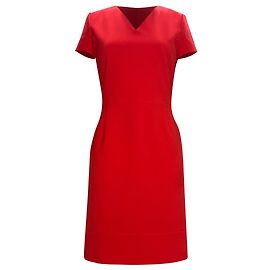 Abito shift rosso in viscosa con scollo a V al ginocchio di Hugo Boss Rosso