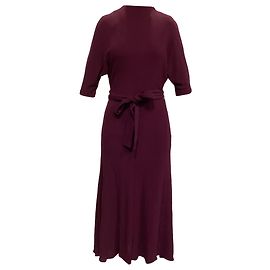 Vestido midi Eodora con cinturón de Boss por Hugo Boss en viscosa burdeos Roja Burdeos