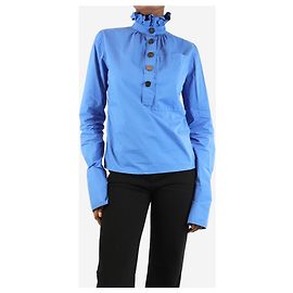 JW Anderson Camicia di cotone con volant blu - taglia UK 6 Blu