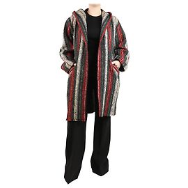 Isabel Marant Multicolour striped wool-blend hooded coat - size UK 6 Multiple colors