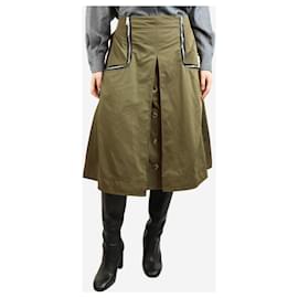 JW Anderson-Khaki green nylon zipper midi skirt - size UK 10-Green