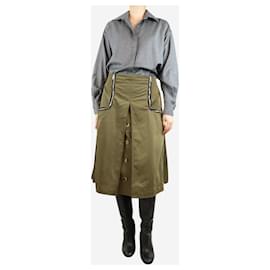 JW Anderson-Khaki green nylon zipper midi skirt - size UK 10-Green