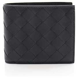 Bottega Veneta-Bottega Veneta Intrecciato Bi-fold Wallet-Black