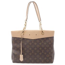Borsa tote Pallas Shopper Monogram Dune di Louis Vuitton Marrone Beige