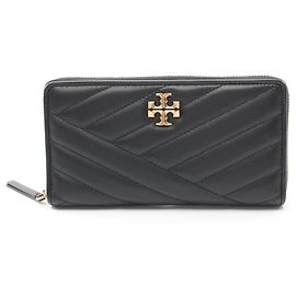 Tory Burch Kira Chevron Round Long Wallet Black