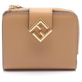 Fendi-Fendi Alwa FF Diamond Bi-fold Wallet-Beige