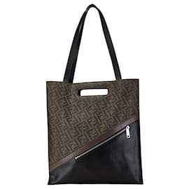 Fendi-Fendi Zucca Handbag Tote Bag-Brown,Black
