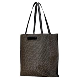 Fendi-Fendi Zucca Handbag Tote Bag-Brown,Black