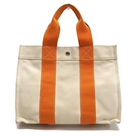 Hermès-Sac Tote PM Bora d'Hermès-Blanc,Orange
