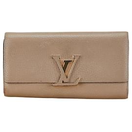 Louis Vuitton-Louis Vuitton Portefeuille Capucines Long Wallet-Beige,Other