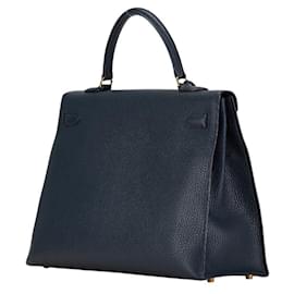 Hermès-Sac à main Hermes Kelly 35 en Bleu Nuit-Bleu,Bleu Marine