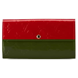 Louis Vuitton-Louis Vuitton Monogram Vernis Portefeuille Sarah Long Wallet-Red,Monogram