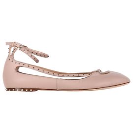 Valentino Garavani Ballerine Valentino Stardust Babe in pelle beige Beige