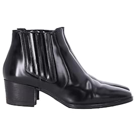 Tod's-Tod's Glossed Ankle Boots in Black Leather-Black