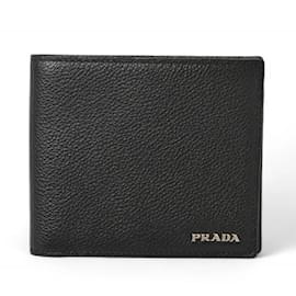 Prada-Prada Men's Bill Wallet in Embossed Leather-Brown,Black