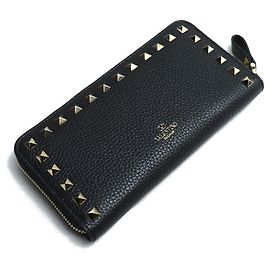 Valentino Garavani Rockstud Zip Wallet Black