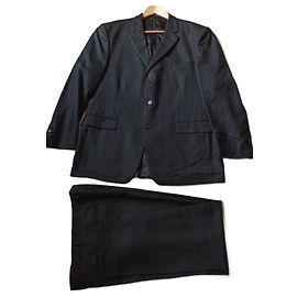 Completo Ermenegildo Zegna Nero in Lana a Righe Nero
