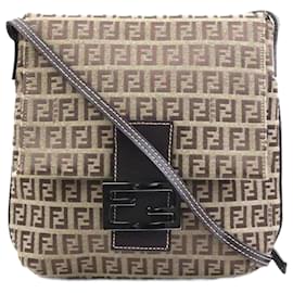 Fendi-Fendi Brown Zucchino Canvas Shoulder Bag-Brown
