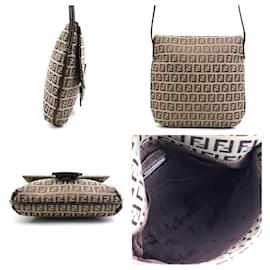 Fendi-Fendi Brown Zucchino Canvas Shoulder Bag-Brown