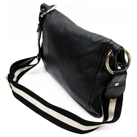 Bally-Bally Leather and Canvas Shoulder Bag-Black,Beige