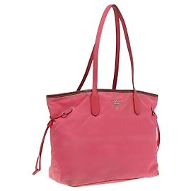 PRADA Tote Bag Nylon Pink Silver Auth mr613 Silvery Pink
