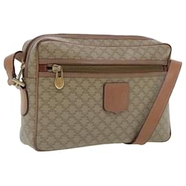 Céline-CELINE Macadam Canvas Shoulder Bag Beige Gold Auth 94801-Beige,Golden