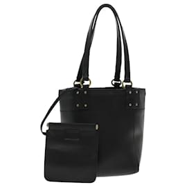 Gucci-GUCCI Tote Bag Leather Black Gold Auth fm3905-Black,Golden